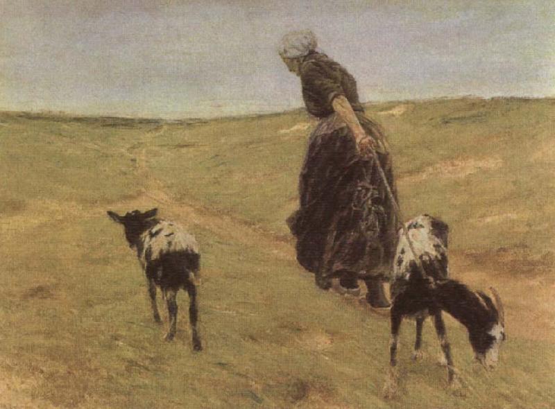 Max Liebermann Woman with Goats Norge oil painting art